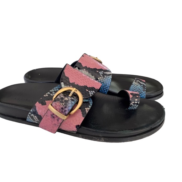 MARION PARKE CYRUS PYTHON PRINT BUCKLE SLIDE SANDALS - Picture 9 of 16